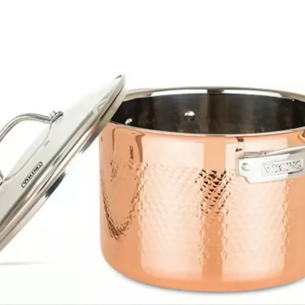 Viking Hammered Copper Clad 3-Ply 8QT Stock Pot w/ Lid